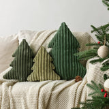 Christmas Decorations Plush Throw Pillows: Soft Green Velvet Christmas Tree Shaped Pillow, Cute Rustic Stuffed Cushion Xmas Decor Indoor for Kids Home Sofa Bed Couch Office Couch Living Room, Set of 3