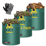 3 Pack 72 Gallon leaf collector bag lawn bags,leaf bags Heavy duty reusable,Gardening gloves included,Suitable for camping, yards, and recycling; can Cleaning debris, leaves, grass clippings