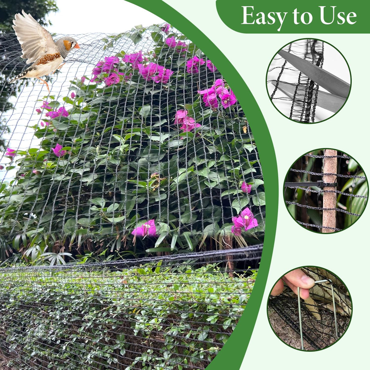 4 x 100ft Deer Fence Netting, Heavy Duty Deer Netting, 55GSM Deer Fence for Garden, Reinforced Edges Anti Bird Netting Mesh for Fruit Trees Vegetable, Raised Bed(55GSM, 4 x100ft)