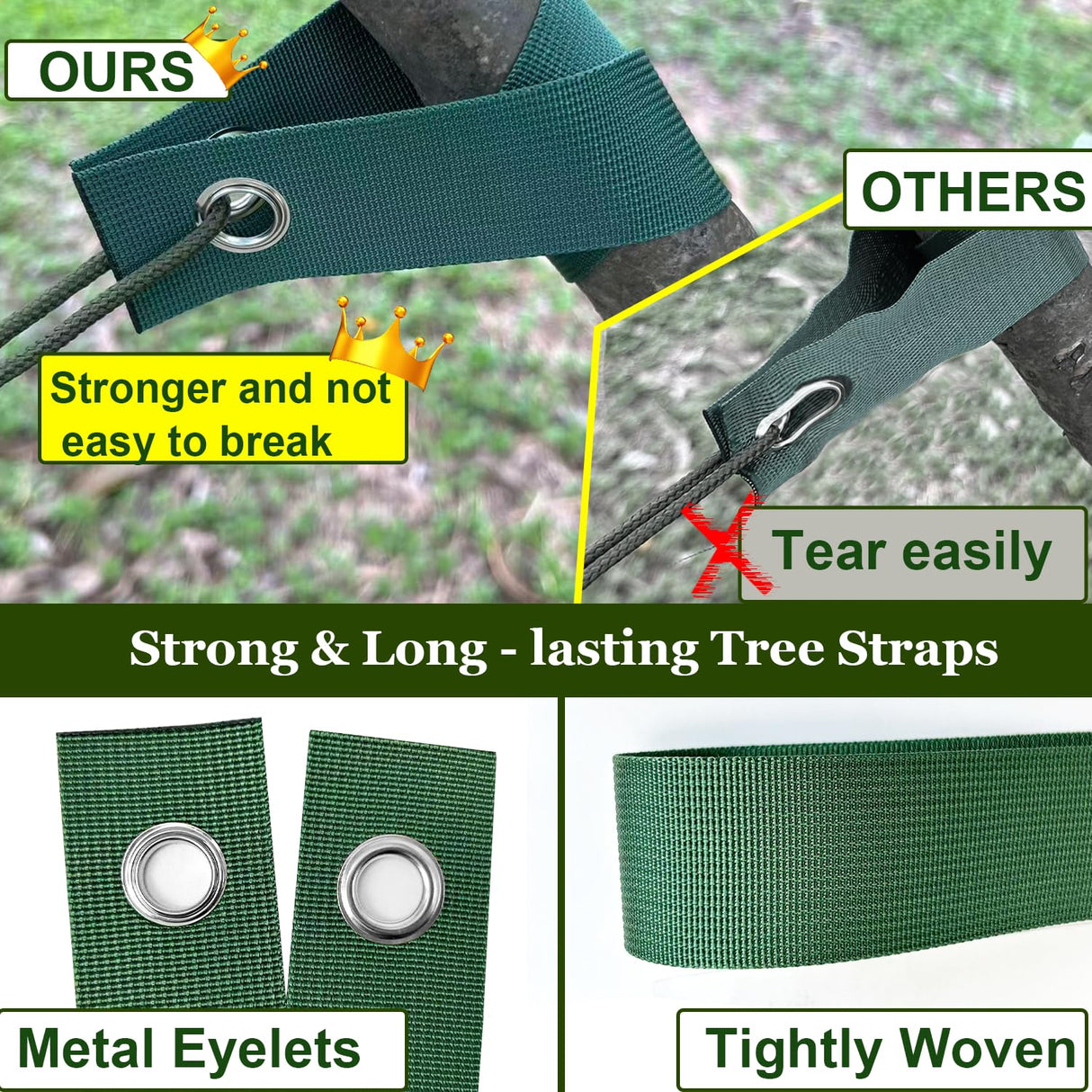 Tree Stakes and Supports, Heavy Duty Tree Stakes Kit Include 3Pcs Tree Straps for Staking, 3Pcs 16" Steel Spikes, and 39Ft Rope, Tree Supports for Young Tree Anti Strong Wind, Bad Weather