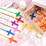 XIPENGKEJI 256 Pcs Crystal Cross Necklace, Plastic Cross Necklace Christian Gift Bulk Religious Party Favors Toy for Sunday School Church Easter Vacation Bible School Operation Christmas, 8 Colors