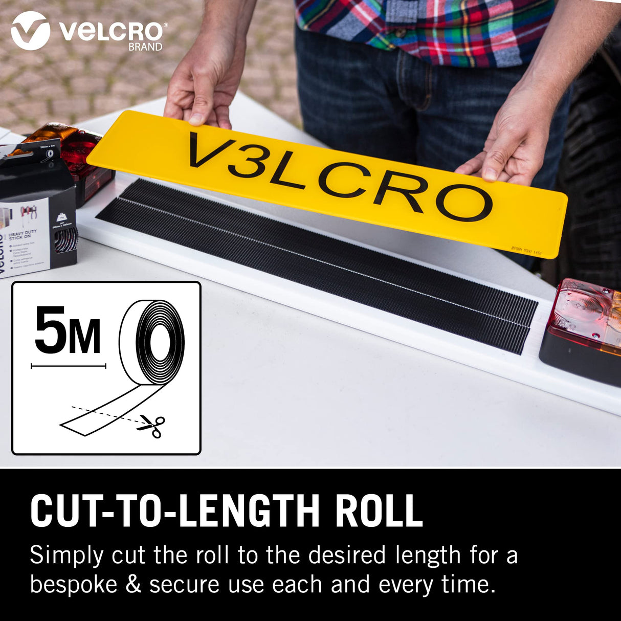 VELCRO Brand - Heavy Duty Stick On | Superior Holding Power Indoors & Outdoor Use | 50mm x 5m Tape | White