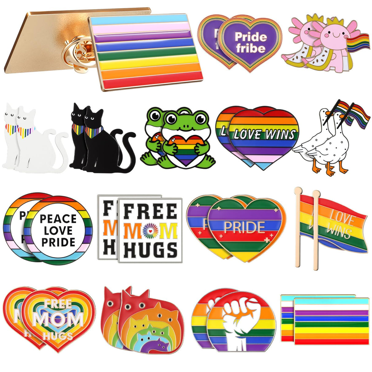 Kigeli 15/30/45 Pcs Pride Enamel Pins Bulk, Lgbtq Rainbow Progress Flag Lapel Pin Set, Gay Bi Trans Lesbian Ally Goose Frog Heart Brooch for Backpack Jacket, Pride Month Party Favors Gift(30 Pcs)