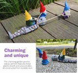 qumHmup Garden Gnomes with Alien Figurine, Polyresin Naughty Gnome Statue for Patio Lawn Garden Porch Fence Outdoor Decoration