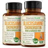 Vegan Glucosamine Chondroitin MSM - 100% Vegan Joint Support Supplement for Women & Men with Burdock and Glucosamine Sulfate 1500 mg. Used for Cartilage and Joint Health and Flexibility - 2 Pack