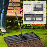 Lawn Leveling Rake, Heavy Duty 30"x10" Foldable Leveler Plate, 5FT Adjustable Stainless Steel Leveling Rake, Reinforced Welds Level rake for Soil, Dirt, Ground, Yard, Top Dressing, Landscaping