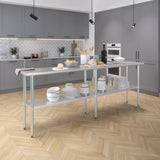 AmGood 18 in. x 96 in. Stainless Steel Work Table | Metal Kitchen Food Prep Table | NSF