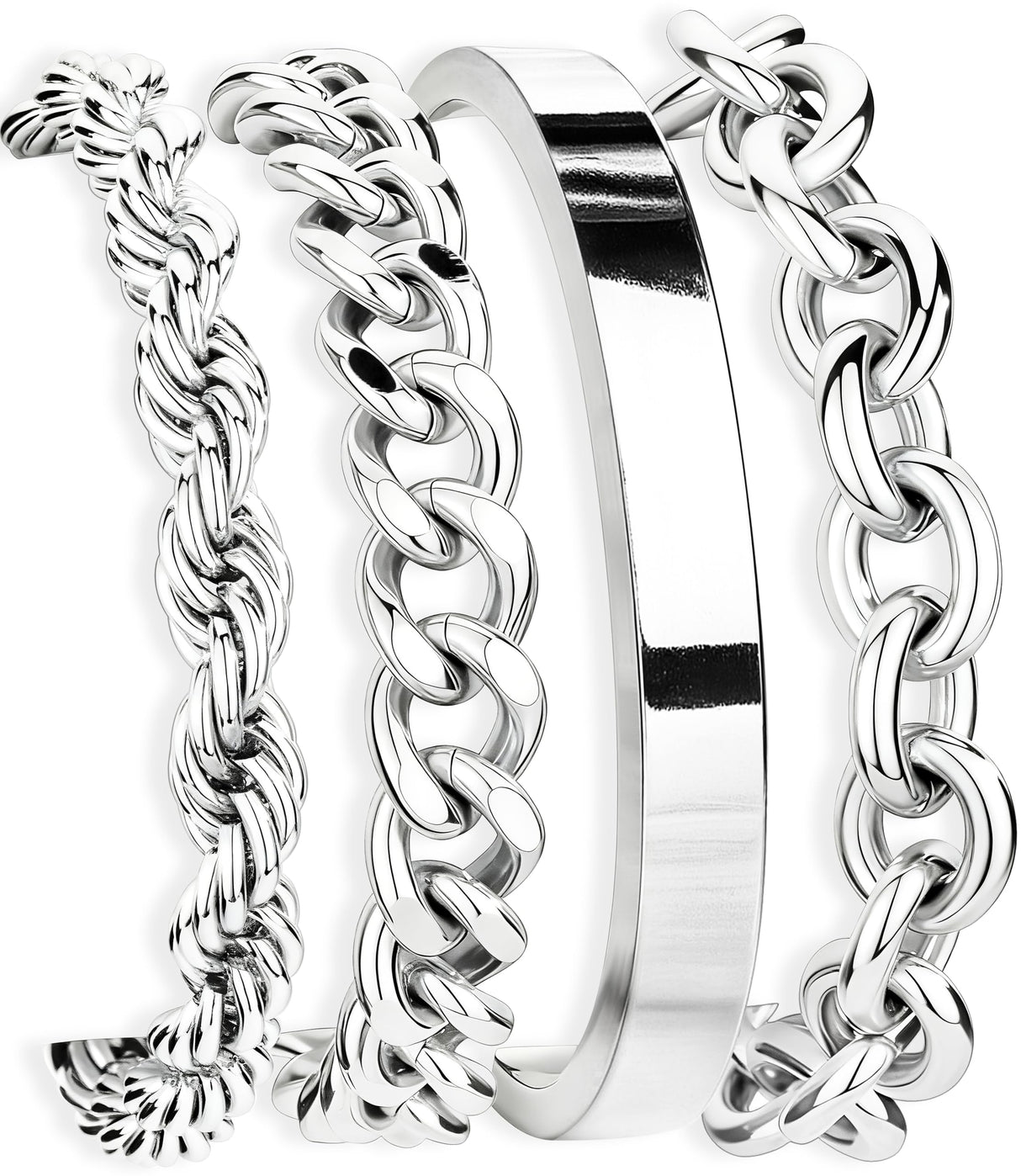 Gokeey Chunky S925 Sterling Silver Bracelets for Women Non Tarnish,Dainty Hypoallergenic Sliver Bracelet Stack Layered Cuban Paperclip Twist Link Chain Bracelets for Jewelry Gifts Waterproof