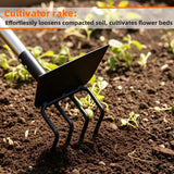 Long Hand Cultivator, 2-in-1 Hand Tiller and Garden Hoe for Gardening