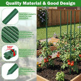Tegarbed Garden Stakes 40 Pack, 16 Inch Plastic Coated Metal Tomato Stakes, DIY 4ft 5ft 6ft 7ft Plant Support Stakes with 28 Connectors 28 Rotatable Clips 28 Plant Clips for Indoor Outdoor Vegetables