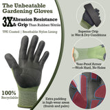 Exprosiflux 2 Pairs Non Slip TPE Gardening Gloves, Olive Green, M