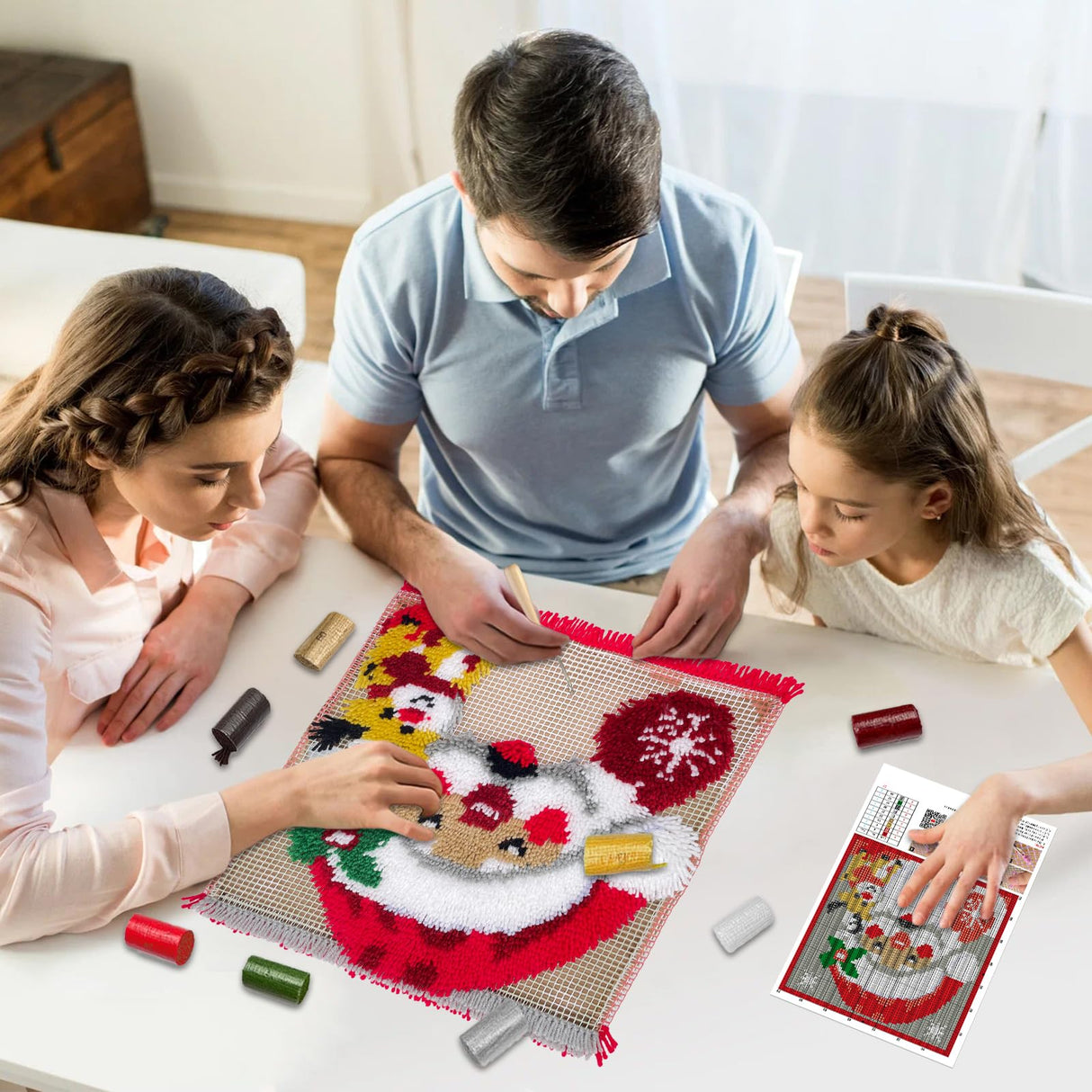 veirousa Christmas Gnomes Latch Hook Kits for Adults Beginners, Pre-Printed Latch Hook Pillow Kit, Craft Rug Making Kits, DIY Embroidery Cushion for Home Sofa Decor & Xmas Gift Idea 17x17 in.