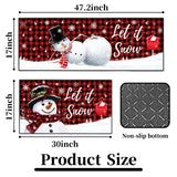 JWXCBIM Let It Snow Christmas Snowman Kitchen Rugs and Mats Set of 2, Buffalo Plaid Winter Snowflake Xmas Holiday Home Kitchen Decor Floor Mats, Washable Non-Slip Sink Carpet 17x30+17x47 Inches