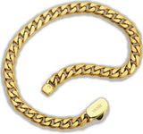 RIDGE 6mm 18K Gold Curb Bracelet for Men, Rugged and Durable Men’s Bracelet with Secure Clasp – Size M (18K Gold)