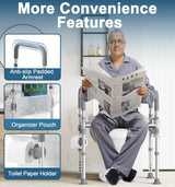 HOMLAND Toilet Seat Risers for Seniors, 400 LBS Raised Toilet Seat, FSA HSA Toilet Riser with Handles, Handicap Elevated Toilet Seat with Adjustable Height & Width for Elderly, Pregnant, Gray