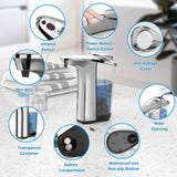 PZOTRUF Automatic Soap Dispenser, Touchless Dish Soap Dispenser 17oz/500ml with Infrared Sensor, 5 Adjustable Soap Dispensing Levels, Liquid Hand Dispenser for Bathroom Kitchen Sink (Silver)