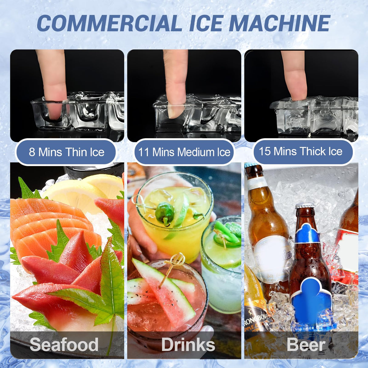 Ice Maker Commercial Ice Machine Large Capacity Stainless Steel 450 Lbs/24H Industrial Ice Machine, 350 Lbs Storage Commercial Ice Machines Free Standing, Cubes Ice Makers Commercial