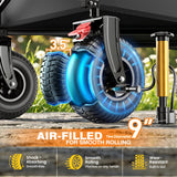 All-Terrain Beach Wagon with 9x3.5IN Big Inflatable Rubber Wheels for Sand, 240L Collapsible Wagon Cart, 450lbs Heavy Duty, Quiet Smooth Ride, Puncture-Resistant Tires, Side Pockets, Black