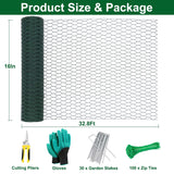 Mklsit Plant Protectors from Animals, Wire Plant Fence Cage, 32.8Ft x 16In
