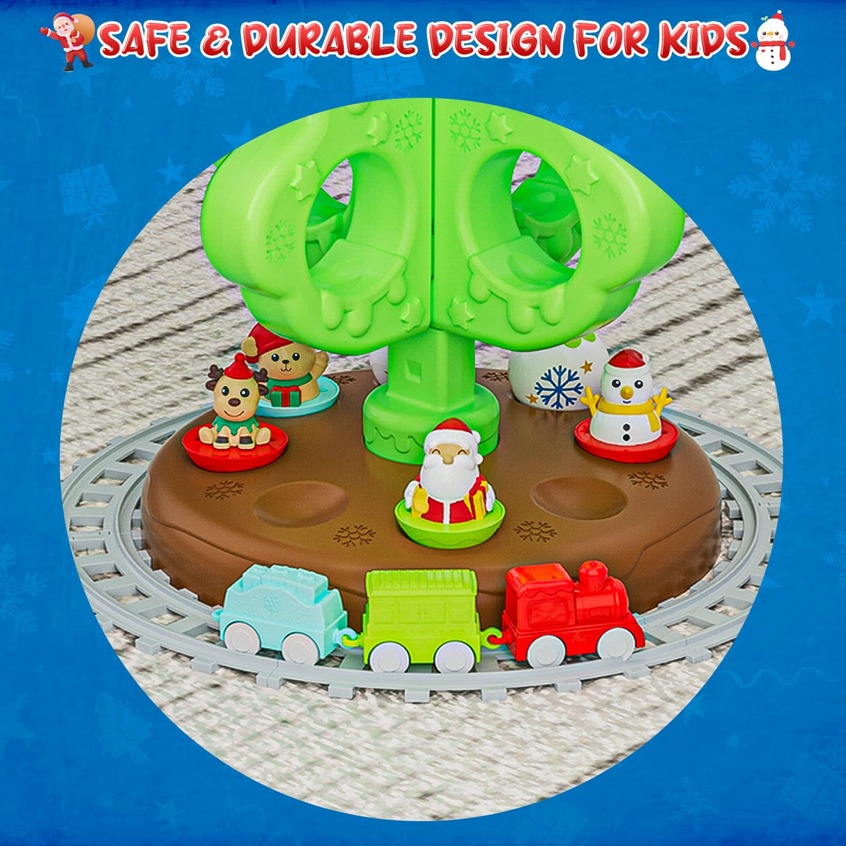 My First Christmas Tree for Toddlers: Kids Christmas Tree Toy Set with DIY Train Set&Tracks,18 Colorful Decorations Sensory Developmental for Little One Xmas Birthday Gifts for Boys & Girls