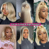 613 Blonde Bob Wig Human Hair 12 Inch 13x4 Blonde Bob Lace Front Wigs Human Hair Pre Plucked 613 Colored 180% Density Straight HD Lace Frontal Short Bob Wigs for Women Glueless Bob Wig with Baby Hair