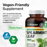 BIO KRAUTER Spearmint Capsules 1000 mg - 250 Count - Vegan Spearmint Supplement for Digestive & Respiratory Support - Mentha Spicata - No Fillers