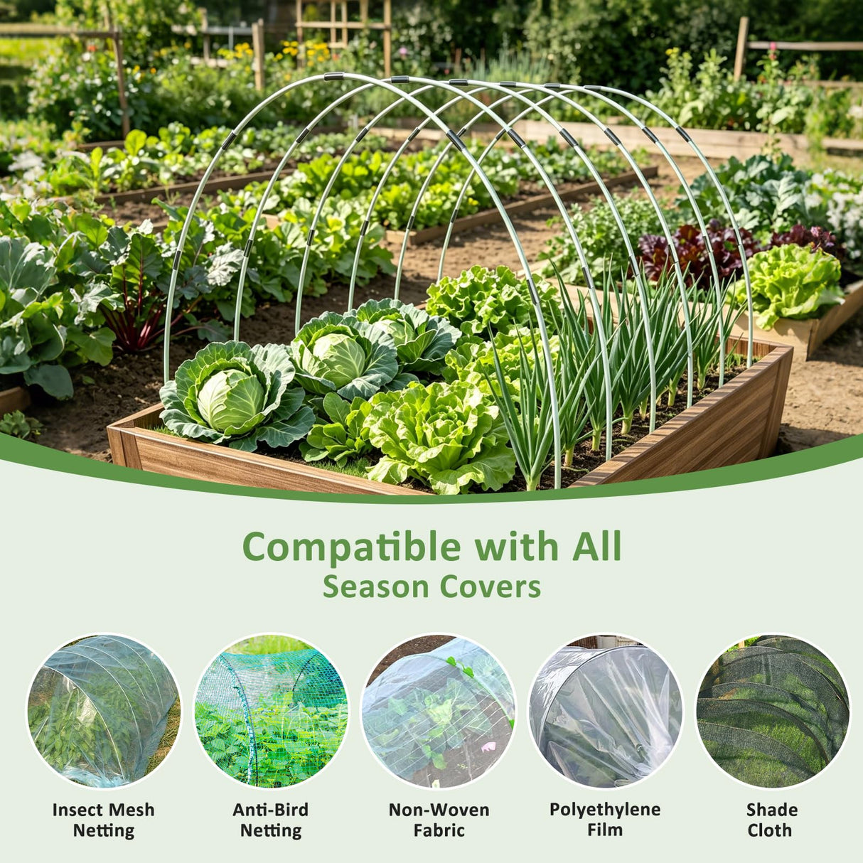 Greenhouse Hoops for Raised Beds, 36pcs Fiberglass Garden Hoops Grow Tunnel
