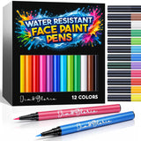 Jim&Gloria Water Resistant Face Paint Tattoo Pen, Temporary Tattoo Markers for Skin, Body Painting Kit, Teen Girl Gifts Trendy Stuff, Makeup Toys Crafts, Christmas Gifts for Teenage Girls, Adults