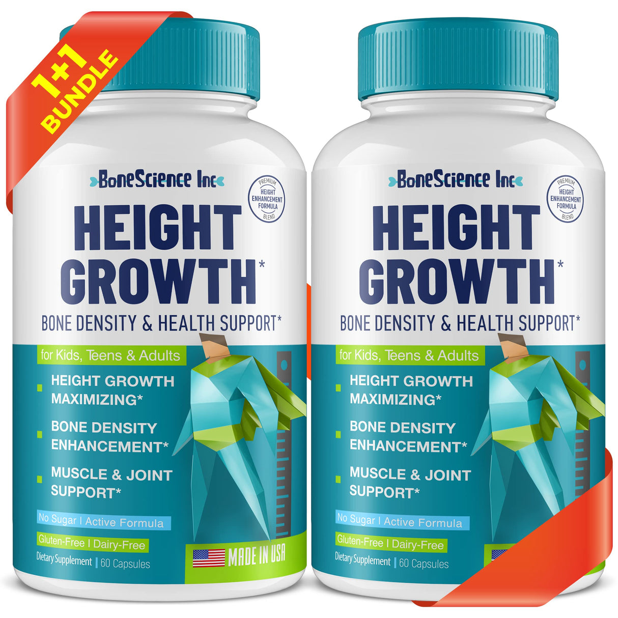 (Pack of 2) Height Growth Maximizer - Made in USA - Natural Height Increase Booster & Bone Growth Pills - Grow Taller Supplement for Adults, Teens & Kids - Vitamins for Boys & Girls to Get Taller