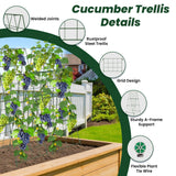 Adjustable A-Frame Trellis for Climbing Plants Outdoor, 48"x32" Cucumber Trellis for Raised Bed, Metal Garden Trellis with Grid Design, Tomato, Grape, Bean, Pea, Squash, Vegetable Trellis (Green)