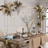 XLHOMO Over The Table Rod Stand with Clamps, Adjustable 32''-79'' Tall 32"-131" Length, Gold Table Arch Stand Metal Balloon Frame Hanging Rod for Weddings Christmas Birthdays Garden Arbors Decoration