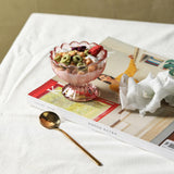 KMwares 6PCs Set 5oz Small Cute Footed Tulip Glass Dessert Bowls/Cups - Perfect for Dessert, Sundae, Ice Cream, Fruit, Salad, Snack, Cocktail, Condiment, Trifle and Christmas Holiday Party (Pink)