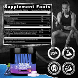 Animal Creatine Chews Tablets - Enhanced Creatine Monohydrate with AstraGin to Improve Absorption, Sea Salt for Added Pumps, Delicious and Convenient Chewable Tablets - Grape