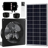10-Inch 15W Solar Fan with Timer & Remote, Reversible Intake Exhaust Vent System for Chicken Coop, Greenhouse & Shed, Aluminum 6-Speed Airflow with 17ft Cable