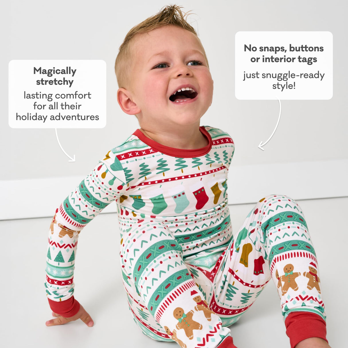 Little Sleepies Two-Piece Kids Christmas Pajamas Set for Boys & Girls, Viscose from Bamboo, Family Matching Christmas PJs, Fair Isle, 5-6