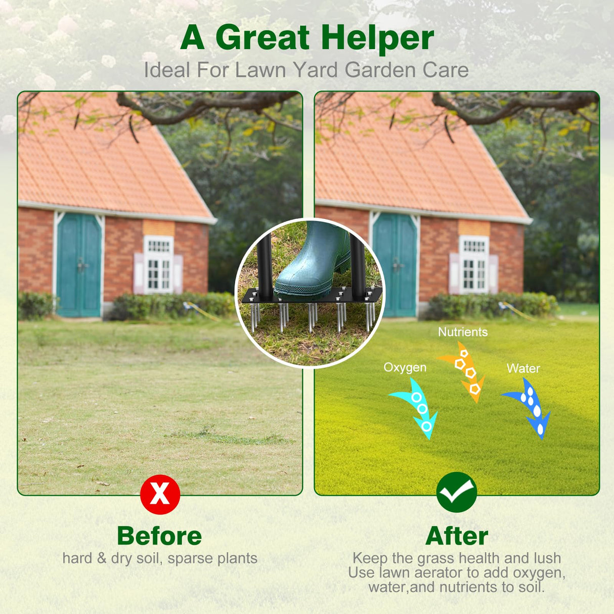Coopvivi Lawn Aerator Tool - Grass & Soil Aerator for Lawn & Yard Care
