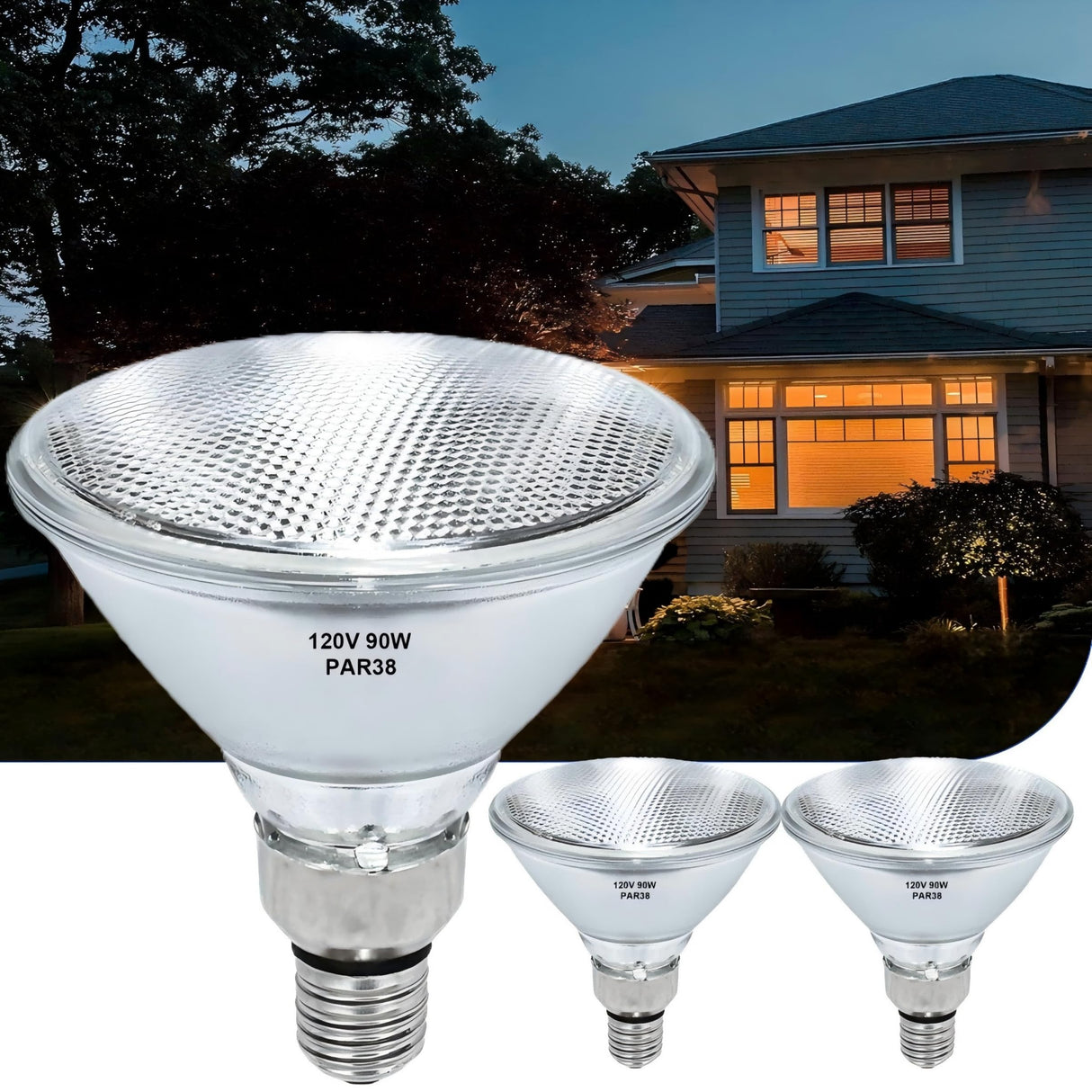 Lachesan PAR38 Halogen Flood Light Bulbs 2 Pcs, 90W 120V Halogen Bulb, E26 Base, 2700K Warm White Light for Indoor
