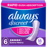 Always Discreet Adult Incontinence Pads for Women, Extra Heavy Absorbency, Regular Length, Postpartum Pads, Up to 100% Bladder Leak Protection, 33 Count x 2 Packs (66 Count Total) (Packaging May Vary)