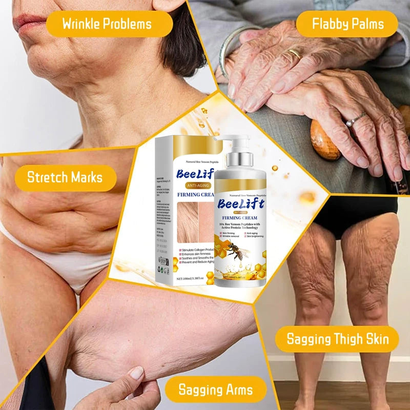 Bee Lift Anti Aging Firming Body Cream, Bee Venom Wrinkle Removal Cream, Collagen Firming Body Lotion, Neck Firming Cream For Loose Skin, Skin Tightening Cream Body, Restore Elasticity, Hydration