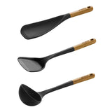 STAUB Silicone Kitchen Tools, Wood Handled Cooking Utensil Sets - Color: Matte Black, Size: 3-pc