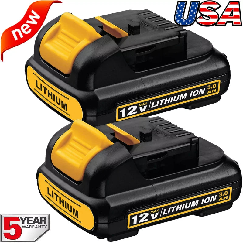For DeWALT 2Pack 12v 3.0Ah 12 Volt XR Max Lithium Battery For Dewalt DCB127-2 DCB120 DCB121