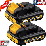For DeWALT 2Pack 12v 3.0Ah 12 Volt XR Max Lithium Battery For Dewalt DCB127-2 DCB120 DCB121