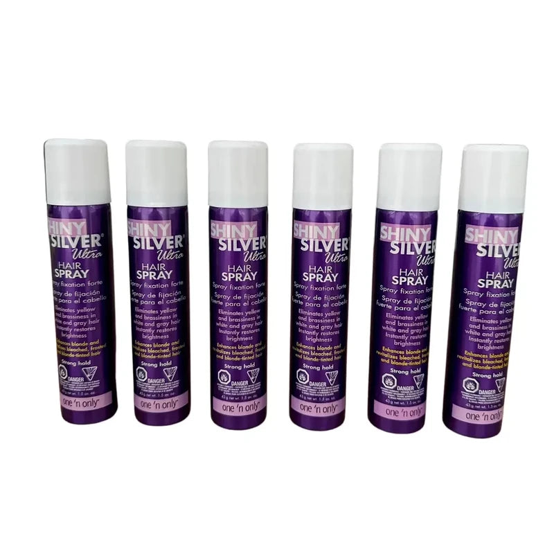 6 Pack One n Only Shiny Silver Ultra Hair Spray Mini 1.5 oz NEW