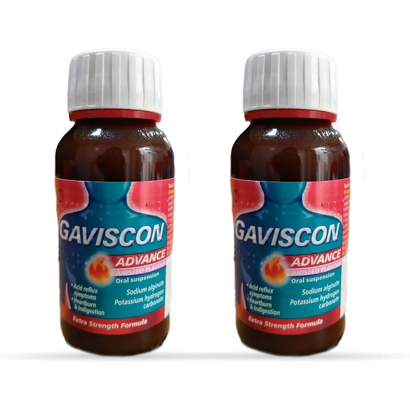 Gaviscon Advance Aniseed Flavor Antacid Liquid, 150ml Bottles, 2-Pack for Extra Strength Heartburn and Acid Reflux Relief