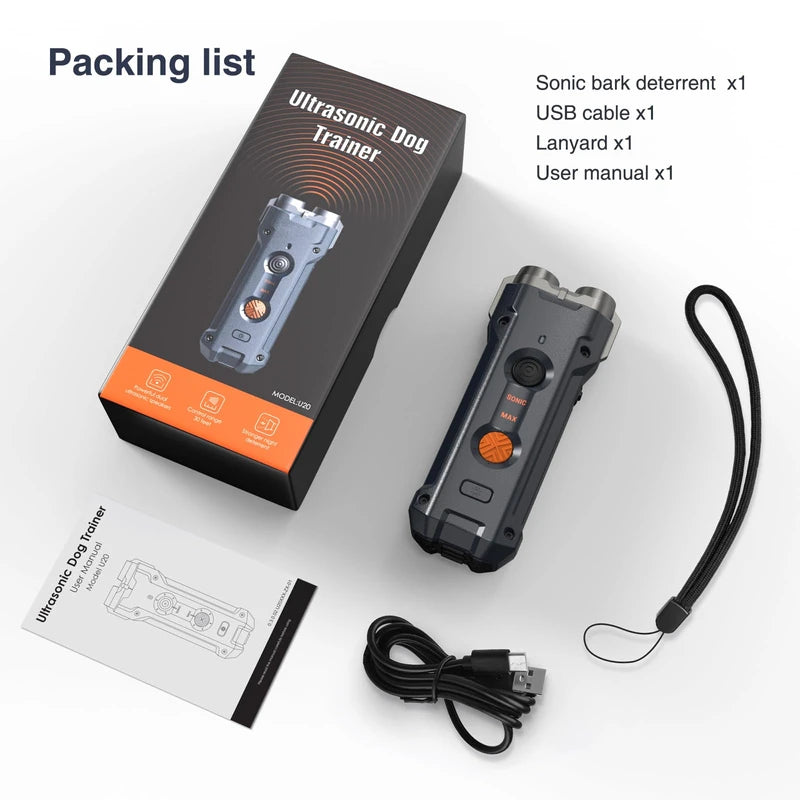 Antibarking Ultrasonic Device, Ultrasonic Dog Repeller 30 Feet, Anti Bark Device Dogs, 3-in-1 Bark Control Device, LED Light, Device for Stoping Dog Barking, Dog Stopper for Indoor and Outdoor Use