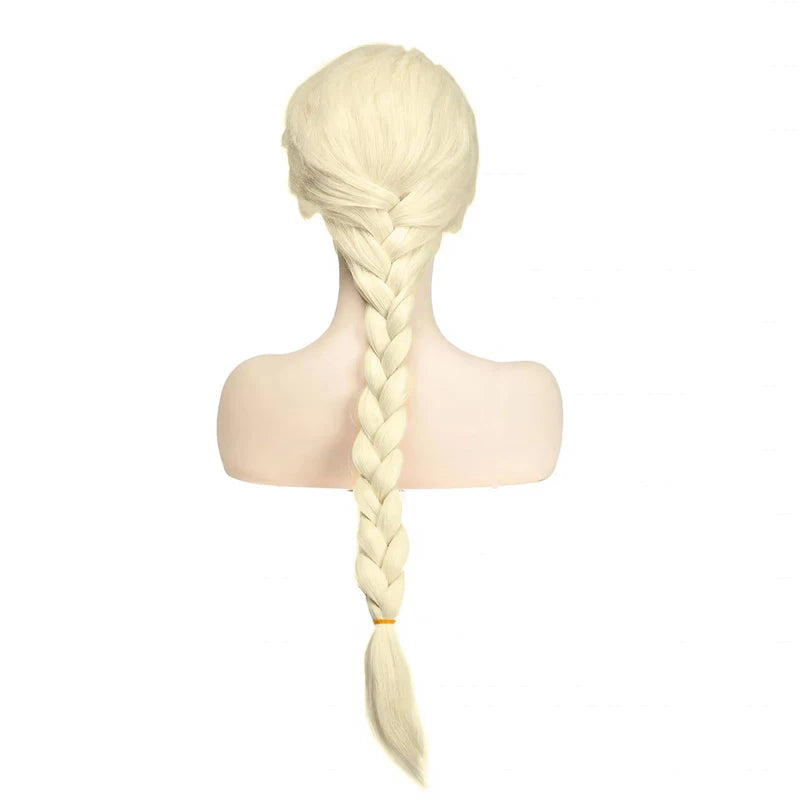 PORSMEER Elsa Princess Cosplay Wig for Women/Girls, Blonde Braids Braided Hair Charming Full Hair Long Replacement Synthetic Wigs for Halloween Costume Carnival