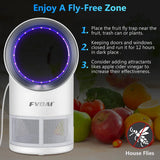 FVOAI Fruit Fly Trap for Indoors, Fly Traps Indoor for Home Indoor Insect Trap with Suction, Time Setting, Bug Light & 10 Pcs Sticky Glue Boards (White)