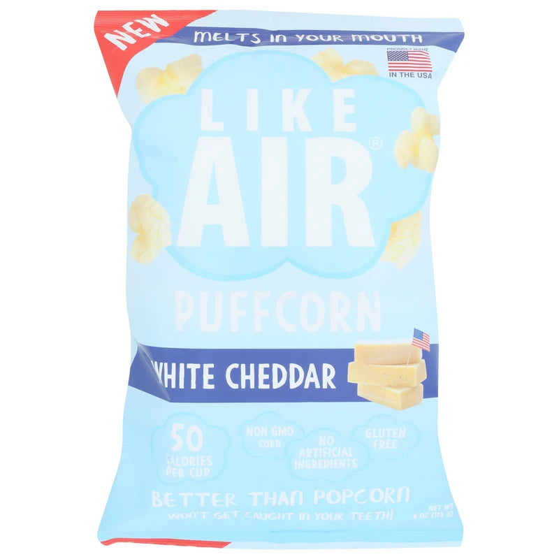 Like Air White Cheddar Puffcorn, Kosher, Gluten Free & Non-GMO, 4 Ounce (Pack of 12)