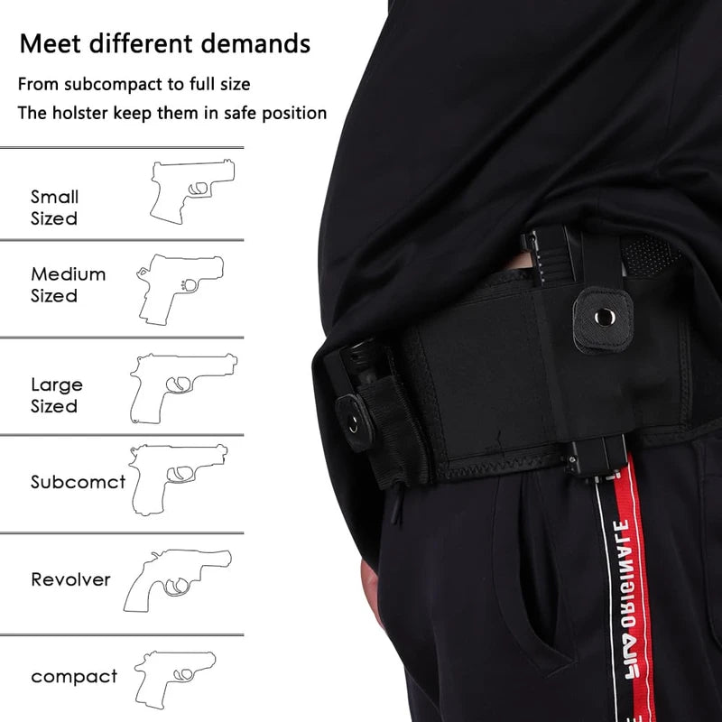 Aomago Belly Band Holster for Concealed Carry-Gun Holster for Women & Men Fits Glock, Smith Wesson, Taurus, Ruger, and More-Breathable Neoprene Waistband Holster for Most Pistols and Revolvers