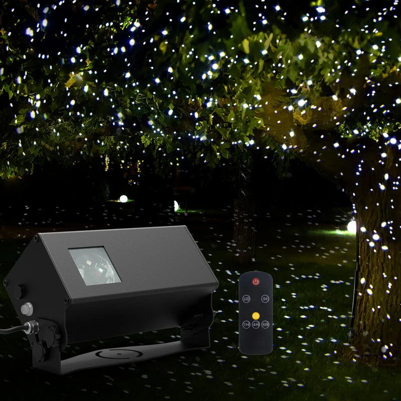 Outdoor Star Lights Projector, AIRIVO White Laser Fairy Lights Projector, Christmas Snowfall Projector, 3 Lighting Modes Garden Lights Snowflake Projector with Remote Control for Home, Patio,Landscape